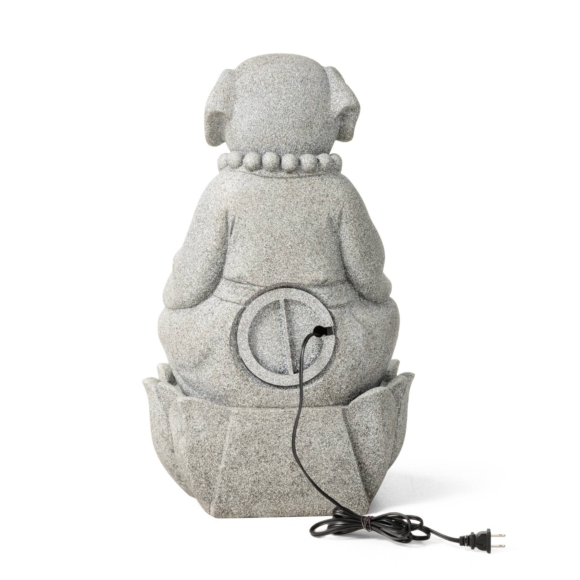 Glitzhome® 21.75" Zen-Style LED 2-Tier Concrete Dog Outdoor Fountain